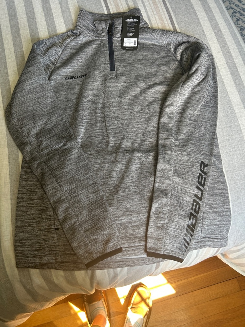 Bauer Heathered Gray 1/4 Zip Performance Pullover